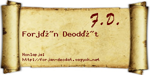Forján Deodát névjegykártya